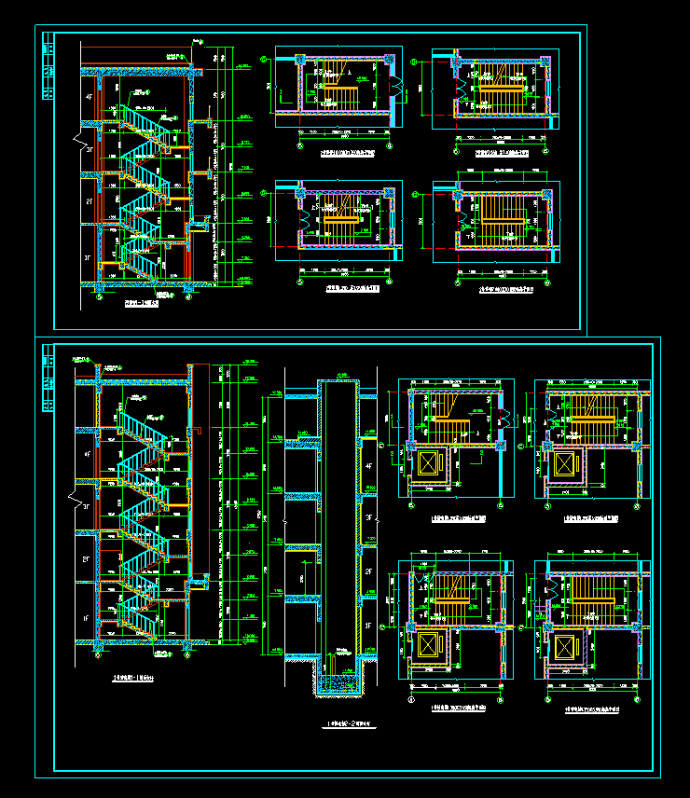 某市区楼梯CAD平剖面设计大样图纸_图1