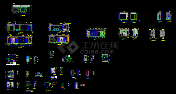 某五星级公寓小户型室内精装修cad平立剖面图-图一