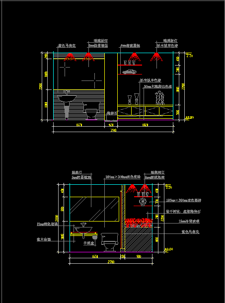 实用的卫生间装修设计cad立面施工图-图二