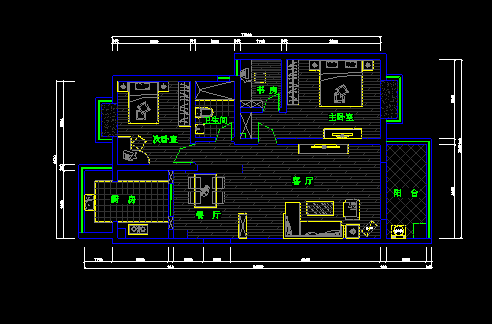 欧式风格三居装修设计CAD施工图含效果-图二