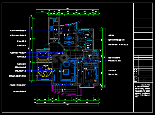欧式复式装修设计CAD施工图(含效果)-图二