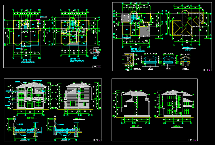 某私家豪华别墅建筑CAD设计扩出图_图1