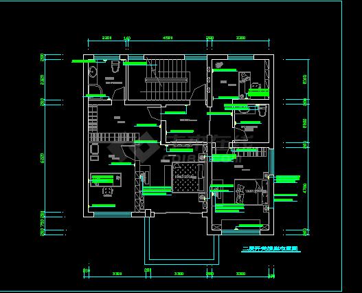 某别墅室内装修施工设计全套CAD图纸-图二