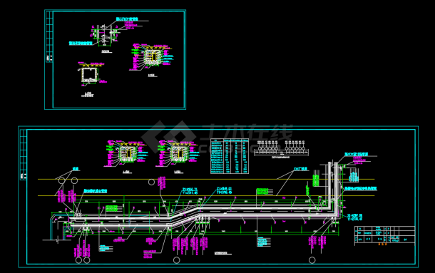 城市综合管廊平面及剖面设计CAD图-图一