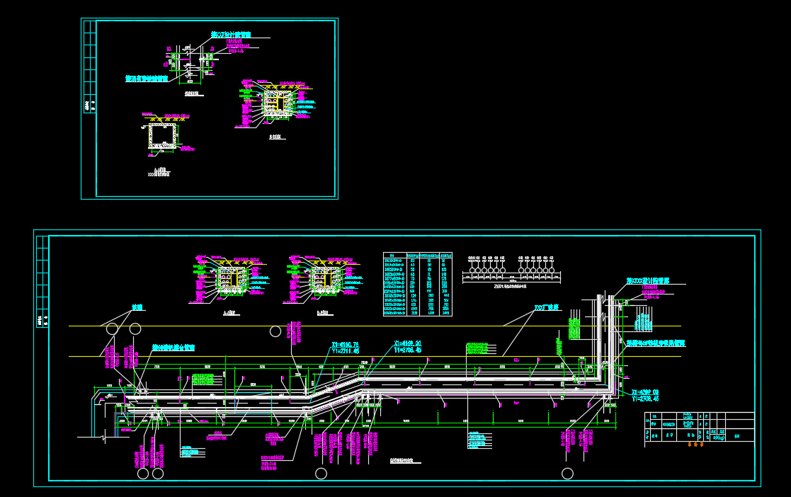 城市综合管廊平面及剖面设计CAD图