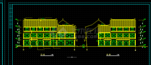 仿古清式公建建筑方案设计全套CAD图纸-图二