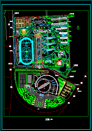 大型体育馆总平面规划CAD设计施工图纸-图一