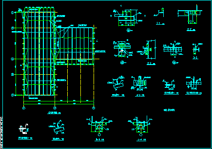 整套厂房钢结构设计cad平立剖面施工方案图-图二