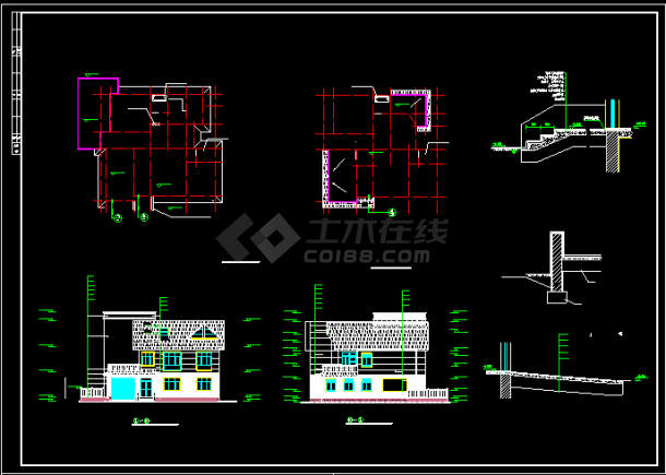 精美荷兰式多层豪华别墅设计CAD图-图二