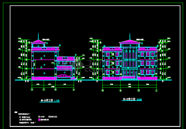 大型别墅楼全套建筑施工cad设计方案详图-图二