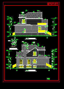 A型别墅楼建筑施工cad设计方案图纸-图二