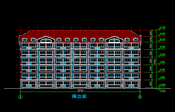 某高校宿舍建筑方案CAD施工设计图-图二