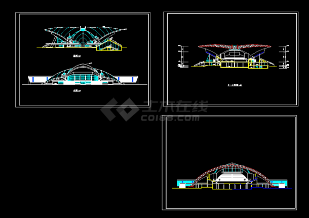 某市多功能大型会展中心CAD全套施工图纸-图一