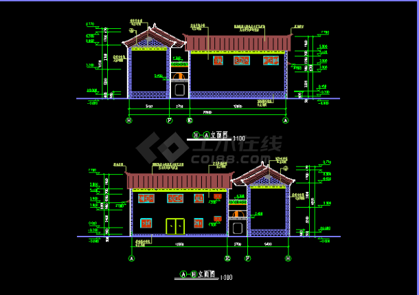 云南大理某住宅建筑CAD设计施工图纸-图二