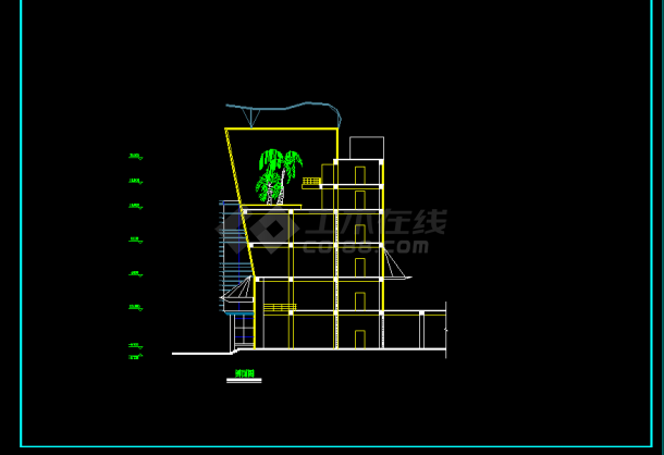 某临街大型商场建筑方案设计CAD图纸-图二