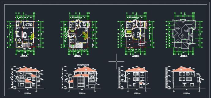 某地三层别墅扩出带结构设计cad施工图_图1