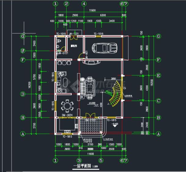 某地三层别墅扩出带结构设计cad施工图-图二