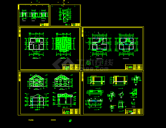 鑫厦豪华别墅建筑平立剖施工CAD图 -图一