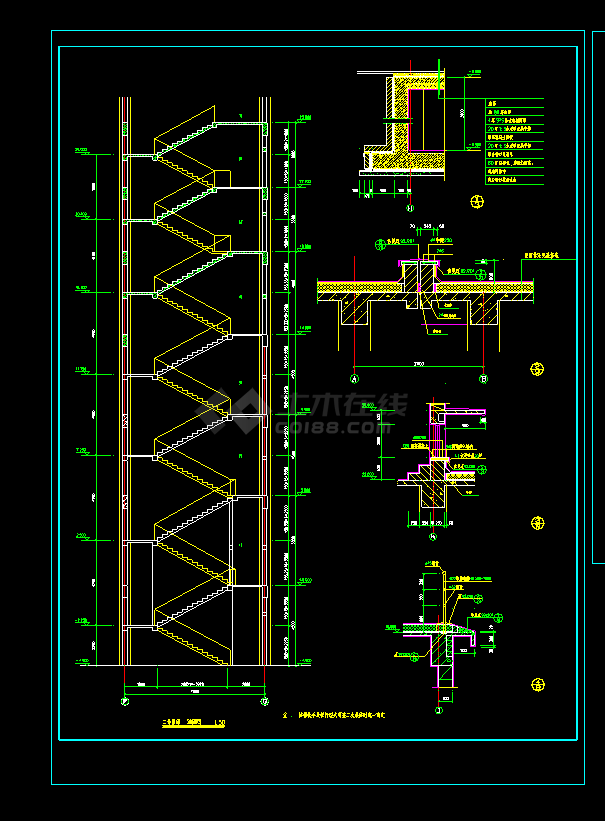 楼梯建筑装修施工接待cad详细设计图纸-图二