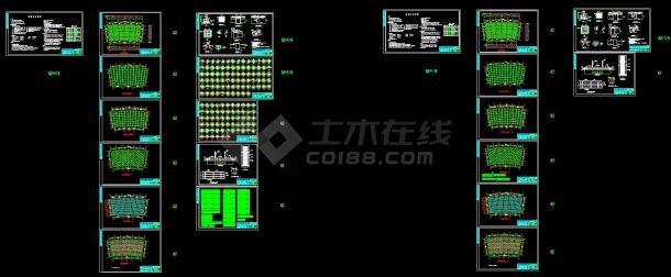 高中图书馆大楼网架工程结构设计cad施工详图-图一