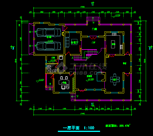 实用特色别墅建筑cad施工设计方案-图二