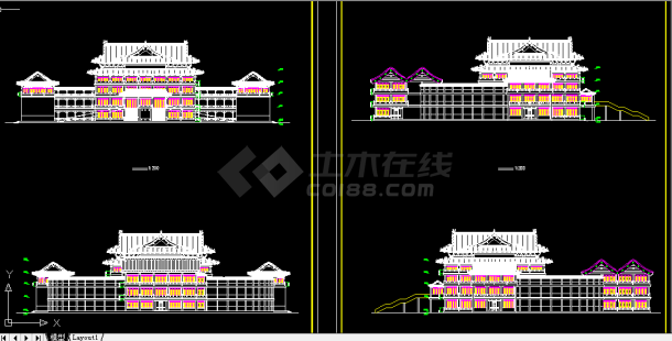 某古建筑施工与设计方案全套CAD立面图-图一