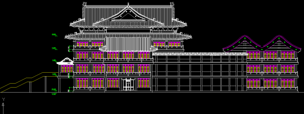 某古建筑施工与设计方案全套CAD立面图-图二