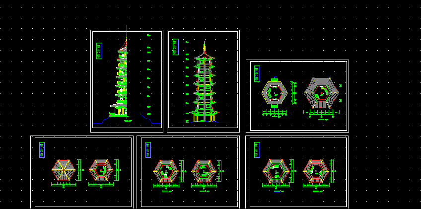 砖混结构古塔设计方案及施工全套CAD图纸