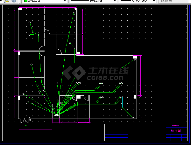 办公室照明插座网线设计全套CAD图纸-图二