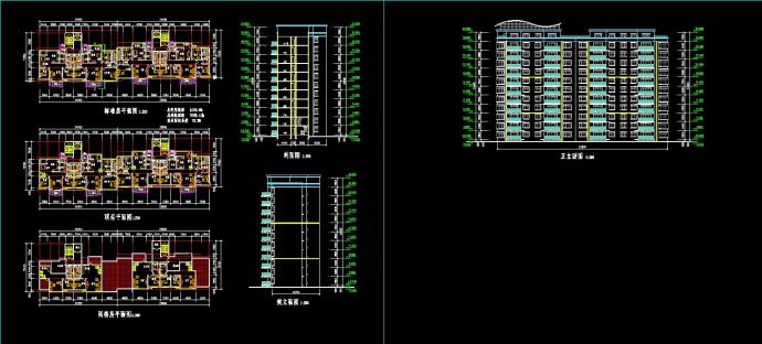 某建筑设计平、立、剖面详情CAD图_图1