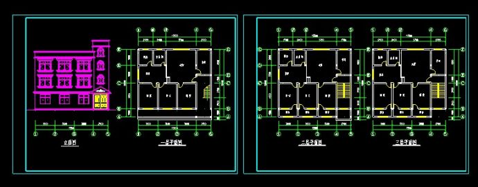 某三套三层住宅建筑设计CAD详情图_图1