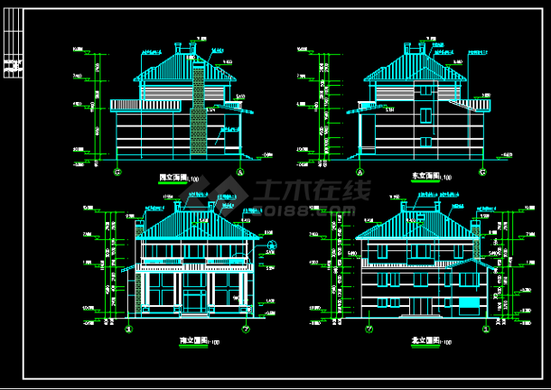 春天花园别墅建筑结构设计施工CAD方案图-图二