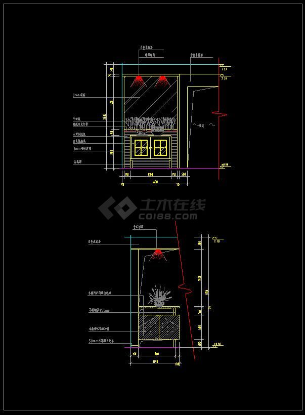 室内装修玄关的cad设计施工图纸-图二