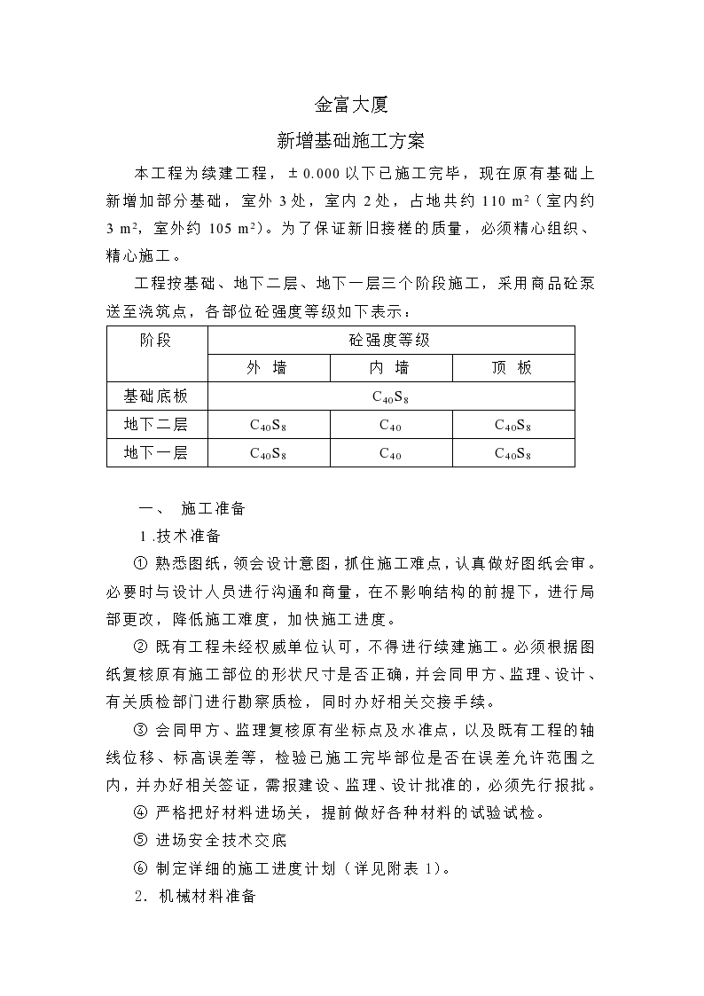 金富大厦地下室施工方案（新）-图一