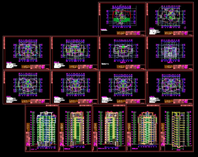 某小区高层住宅楼设计建筑CAD设计平立面图_图1