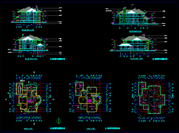 某精致的独立式别墅设计CAD图纸_图1