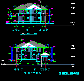 某精致的独立式别墅设计CAD图纸-图二