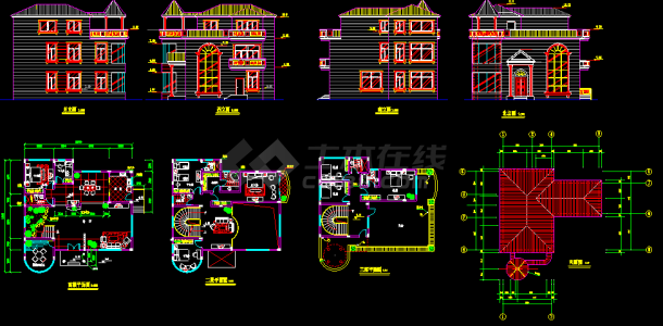 某地经典新型别墅建筑方案设计CAD图-图一