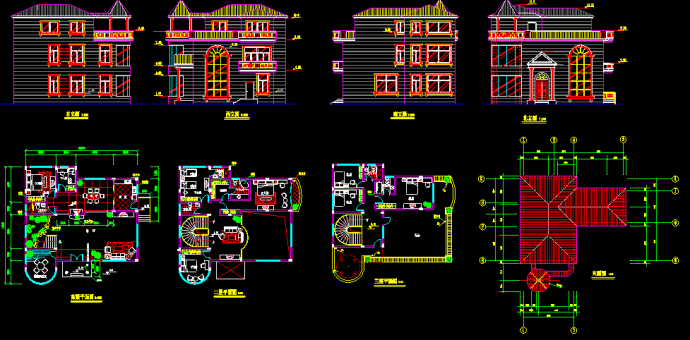 某地经典新型别墅建筑方案设计CAD图_图1
