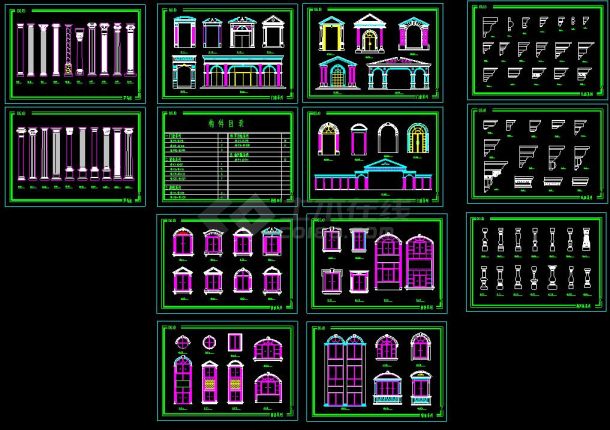 欧式建筑构件元件cad设计平面素材图纸-图一