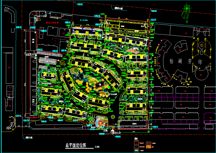 某市小区总平面建筑CAD设计定位图_图1