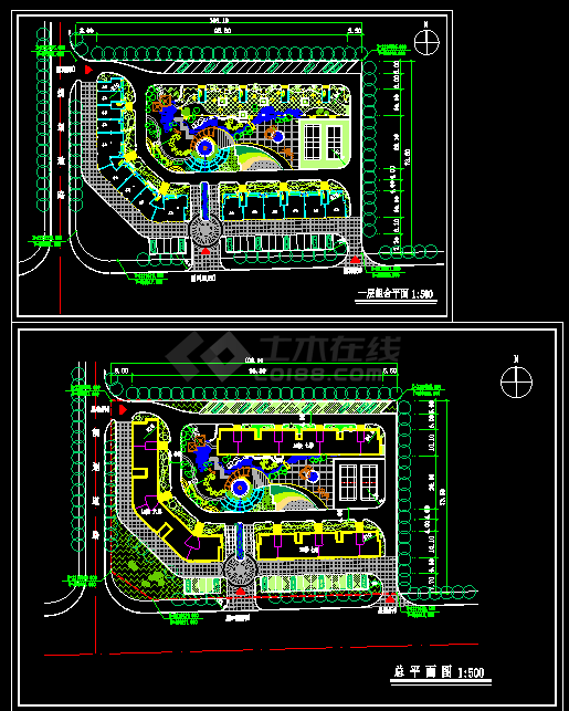 小区总体规划设计CAD建筑施工平面图纸-图一