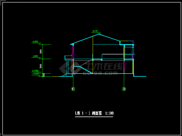 创业农庄L型别墅建筑设计CAD图-图二