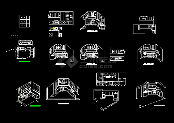 立体厨房建筑设计施工CAD方案图纸-图一