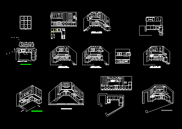 立体厨房建筑设计施工CAD方案图纸_图1
