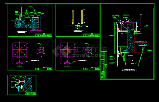 点式玻璃幕墙节点施工设计CAD方案图-图一