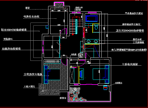 两居室中式家居装修cad平面施工方案图家具布置图-图二