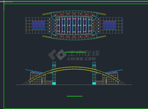 某地区大门全套方案一设计cad施工图-图二