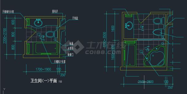 某地区卫生间方案设计cad施工图-图二