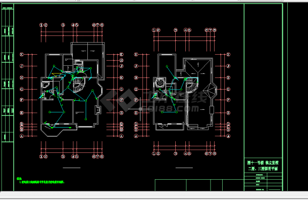 3层附地下室独立别墅电气全套CAD图纸-图二